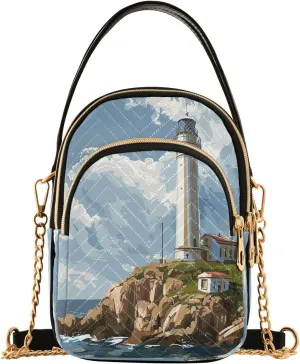 Joisal Starry Night Village Crossbody Bags, Women's Purses and Handbags Triple Zip Women Shoulder Bag