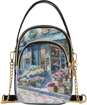 Joisal Starry Night Village Crossbody Bags, Women's Purses and Handbags Triple Zip Women Shoulder Bag
