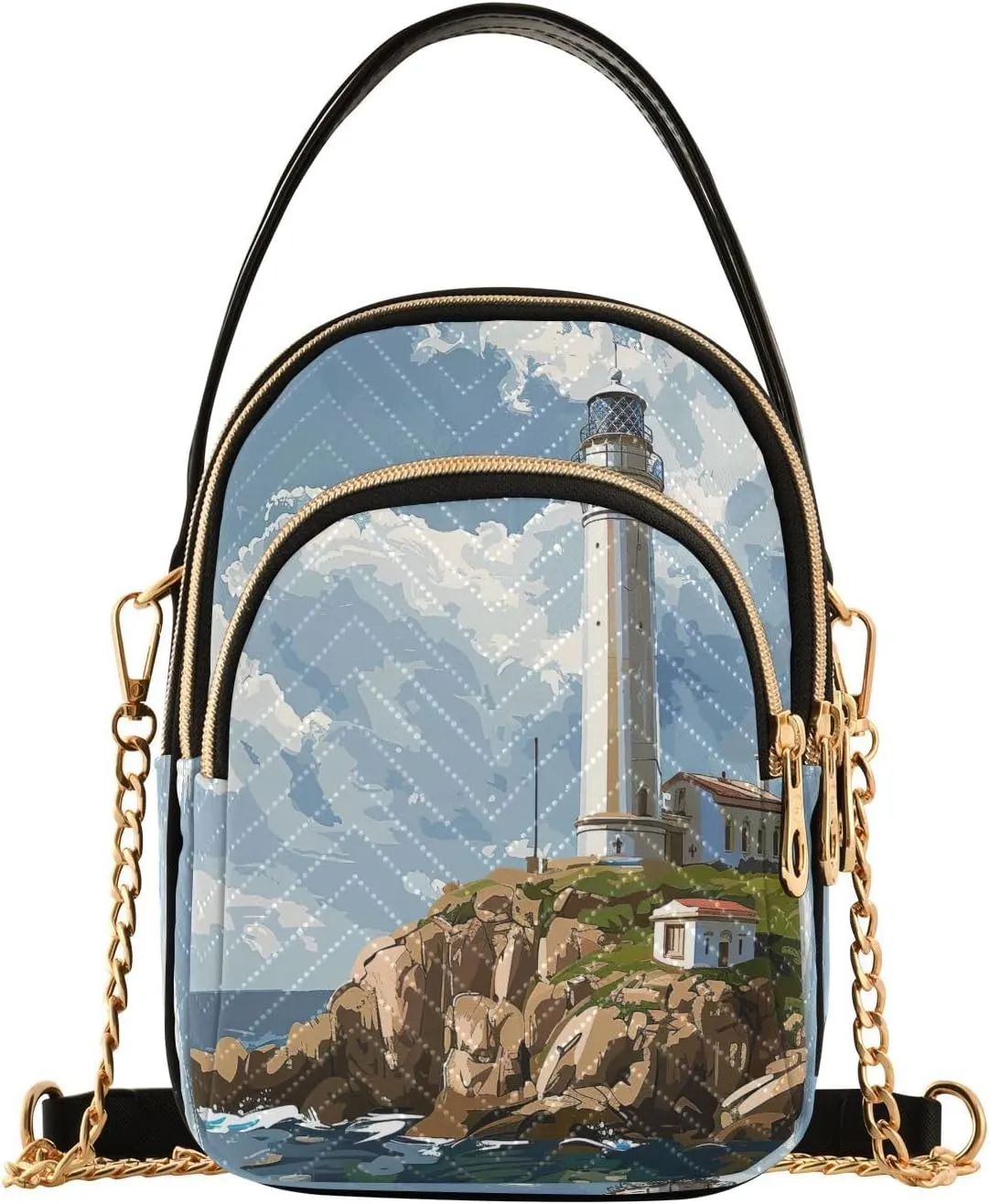 Joisal Starry Night Village Crossbody Bags, Women's Purses and Handbags Triple Zip Women Shoulder Bag