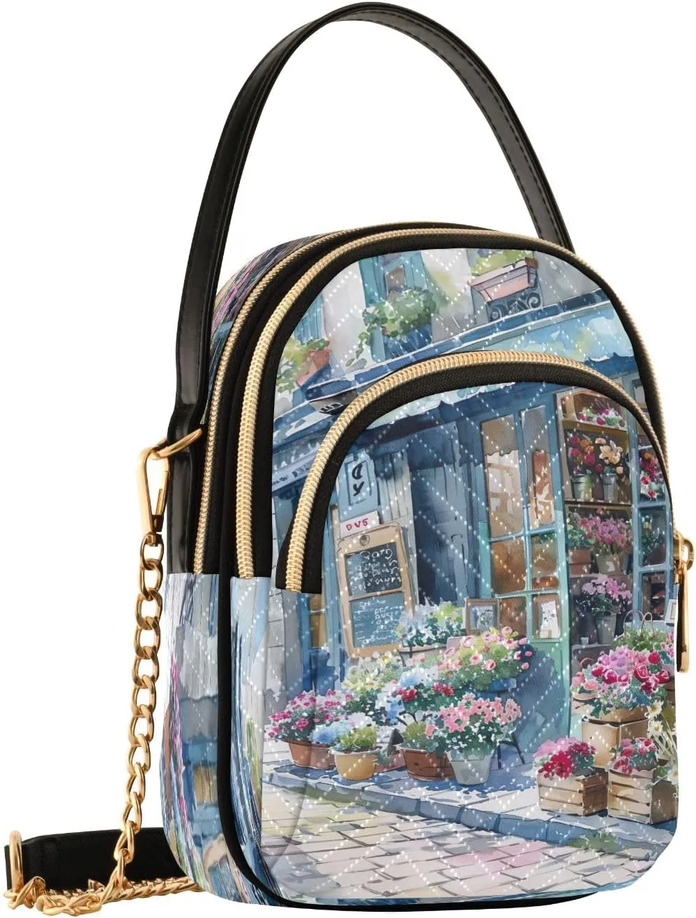 Joisal Starry Night Village Crossbody Bags, Women's Purses and Handbags Triple Zip Women Shoulder Bag