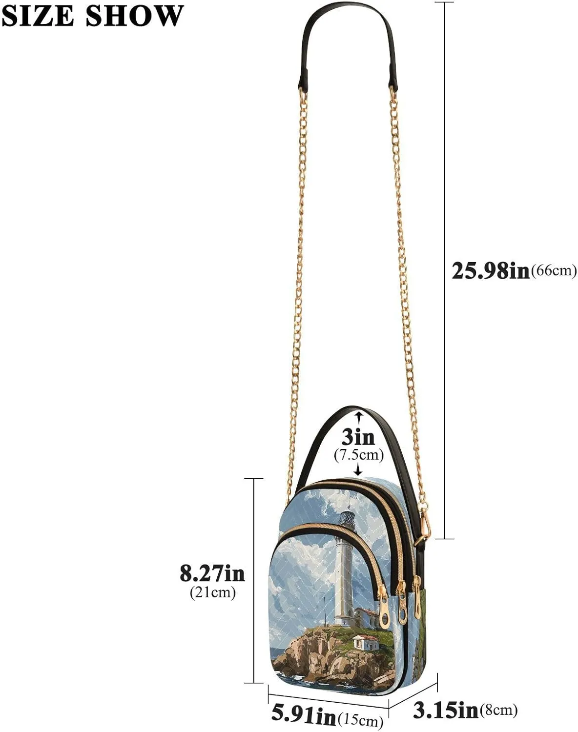 Joisal Starry Night Village Crossbody Bags, Women's Purses and Handbags Triple Zip Women Shoulder Bag