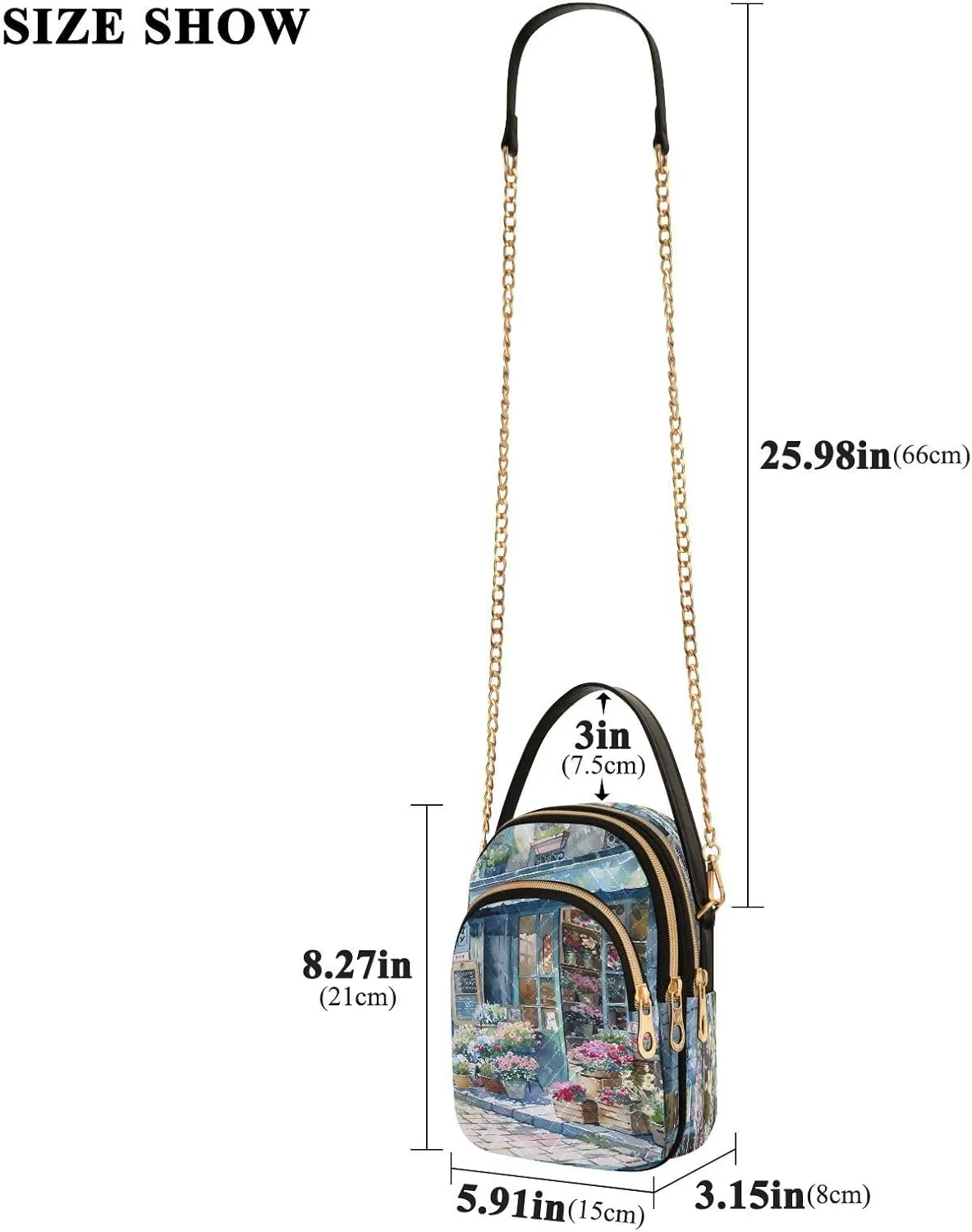Joisal Starry Night Village Crossbody Bags, Women's Purses and Handbags Triple Zip Women Shoulder Bag
