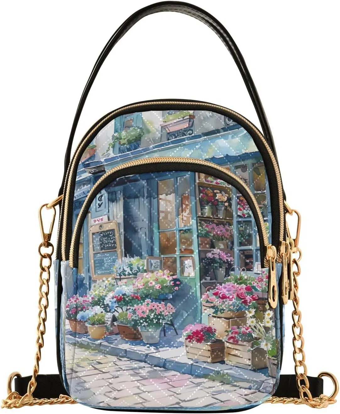 Joisal Starry Night Village Crossbody Bags, Women's Purses and Handbags Triple Zip Women Shoulder Bag