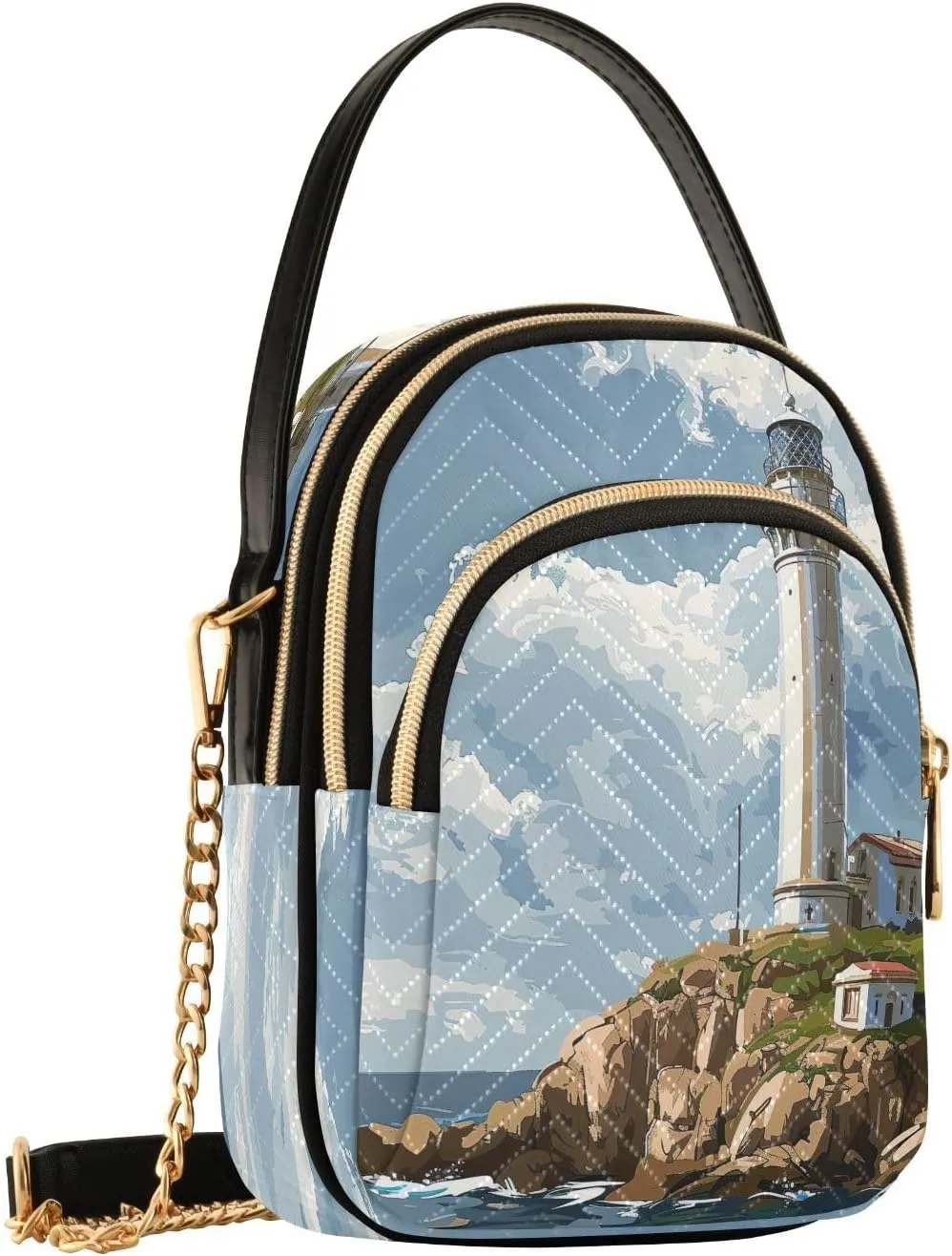 Joisal Starry Night Village Crossbody Bags, Women's Purses and Handbags Triple Zip Women Shoulder Bag