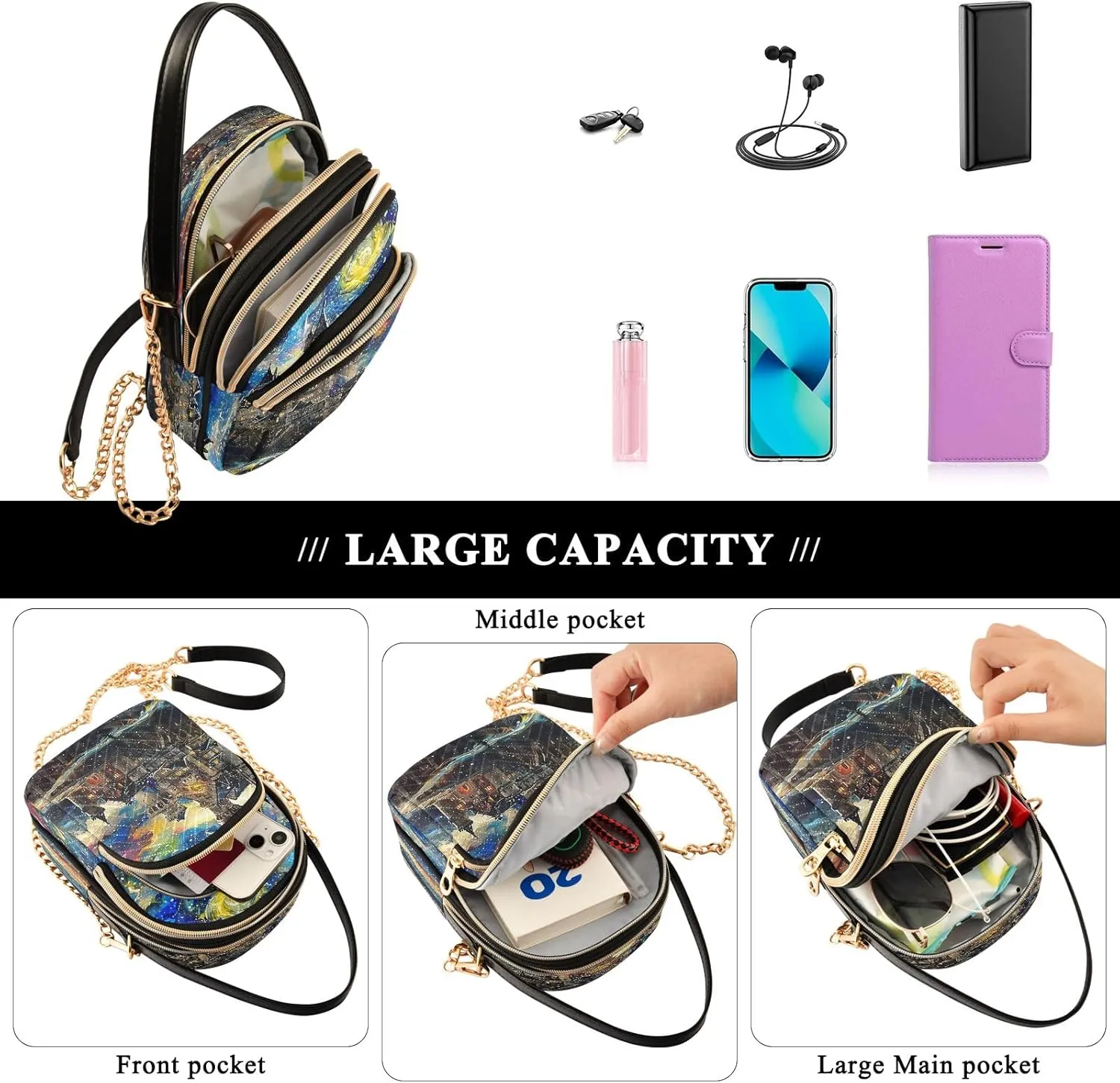Joisal Watercolor Cat Small Crossbody Purse Trendy Women's Purses and Handbags, Messenger Bag for Women