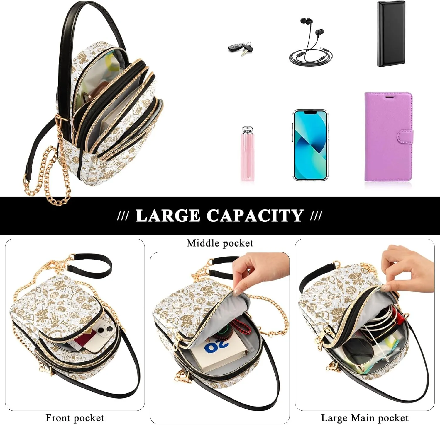 Joisal Zebra Print Mini Crossbody Bags for Women Anti Theft Women's Handbags, Womans Purses