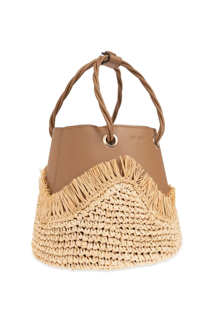 JOJO RAFFIA TOP HANDLE BAG