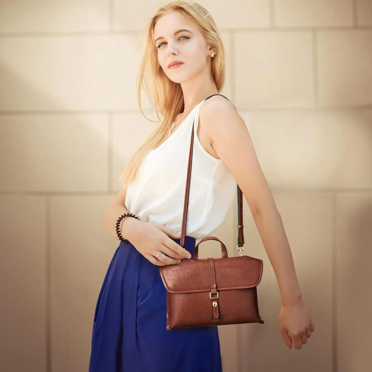 Kattee Leather Crossbody Purses for Women,Designer Women's Top-Handle Handbags,Flap Shoulder Bag with Adjustable Strap