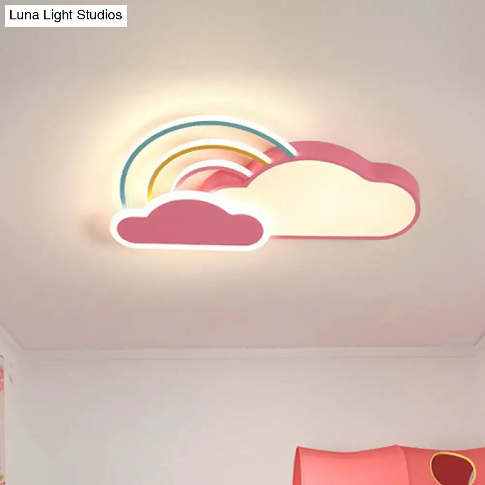 Kindergarten Ceiling Mount LED Light with Cloud and Rainbow Cartoon Design