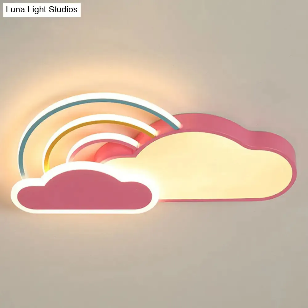 Kindergarten Ceiling Mount LED Light with Cloud and Rainbow Cartoon Design