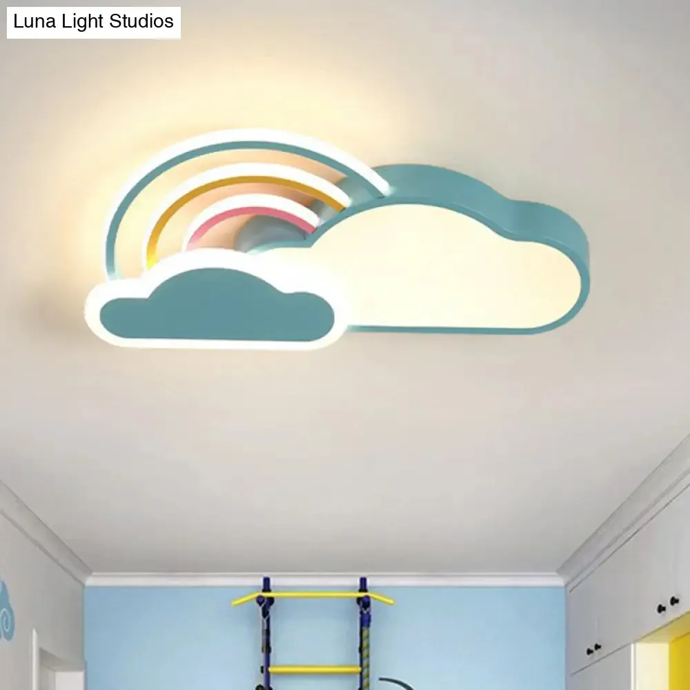 Kindergarten Ceiling Mount LED Light with Cloud and Rainbow Cartoon Design