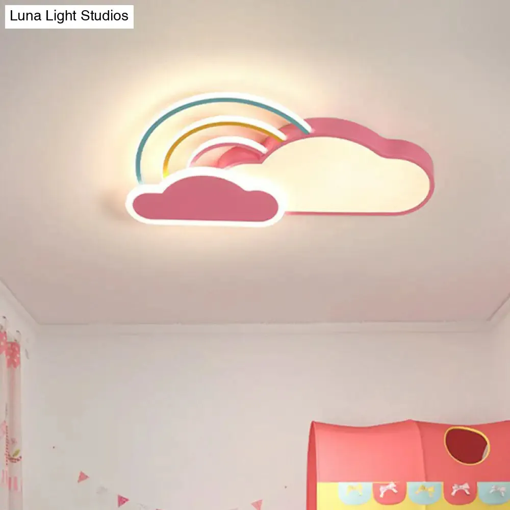 Kindergarten Ceiling Mount LED Light with Cloud and Rainbow Cartoon Design
