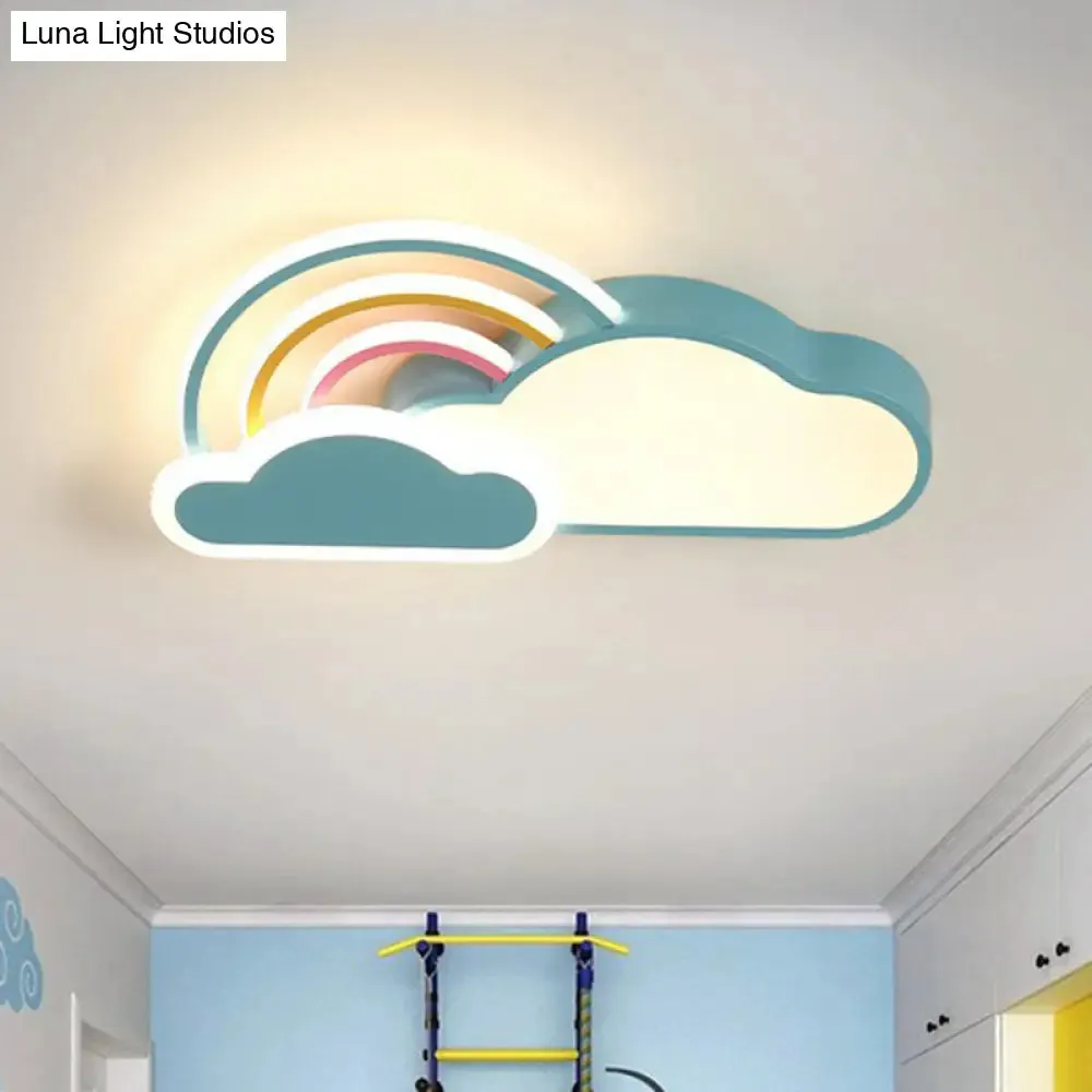 Kindergarten Ceiling Mount LED Light with Cloud and Rainbow Cartoon Design
