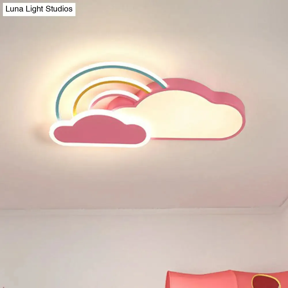 Kindergarten Ceiling Mount LED Light with Cloud and Rainbow Cartoon Design