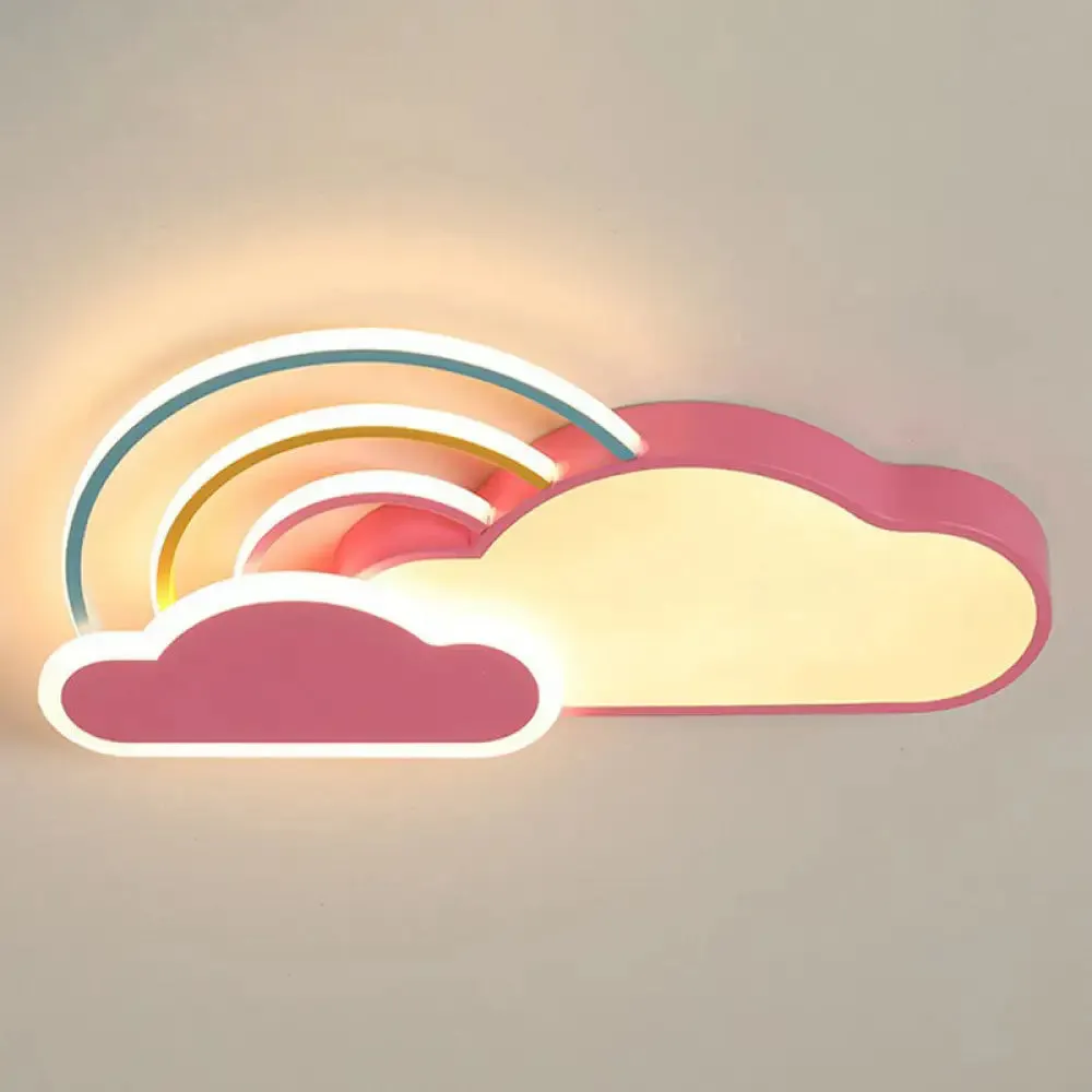 Kindergarten Ceiling Mount LED Light with Cloud and Rainbow Cartoon Design