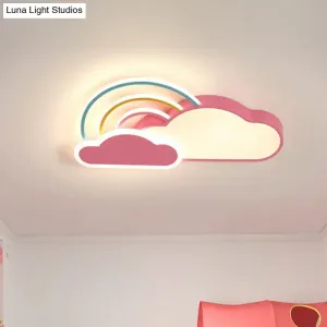Kindergarten Ceiling Mount LED Light with Cloud and Rainbow Cartoon Design
