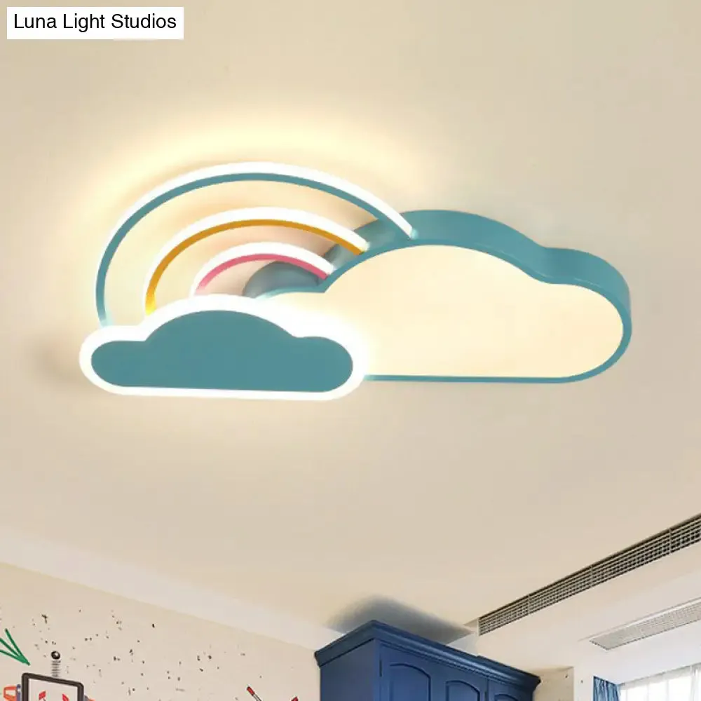 Kindergarten Ceiling Mount LED Light with Cloud and Rainbow Cartoon Design