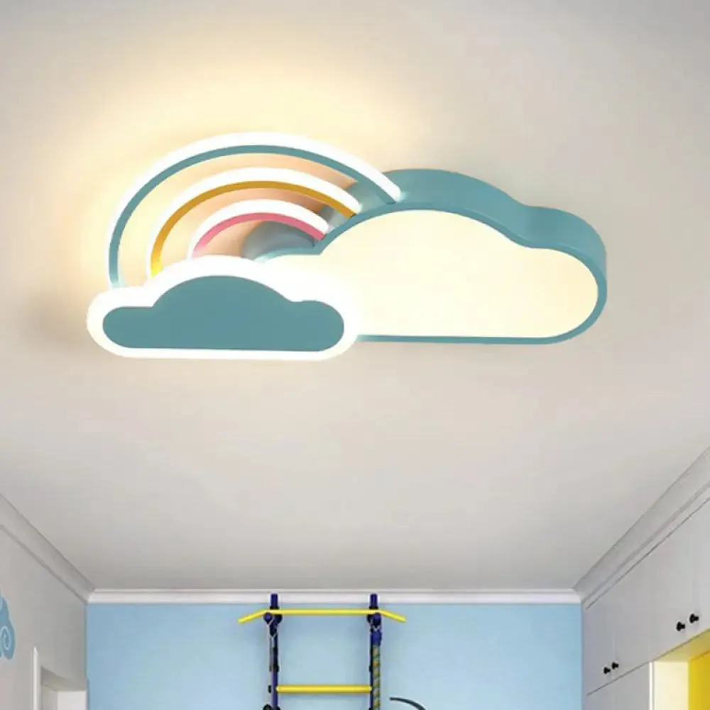 Kindergarten Ceiling Mount LED Light with Cloud and Rainbow Cartoon Design