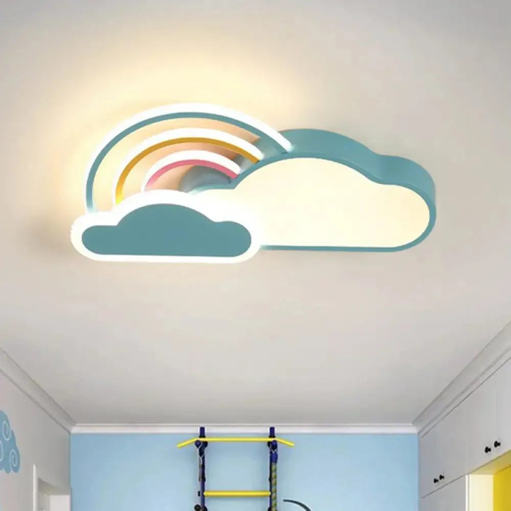 Kindergarten Ceiling Mount LED Light with Cloud and Rainbow Cartoon Design