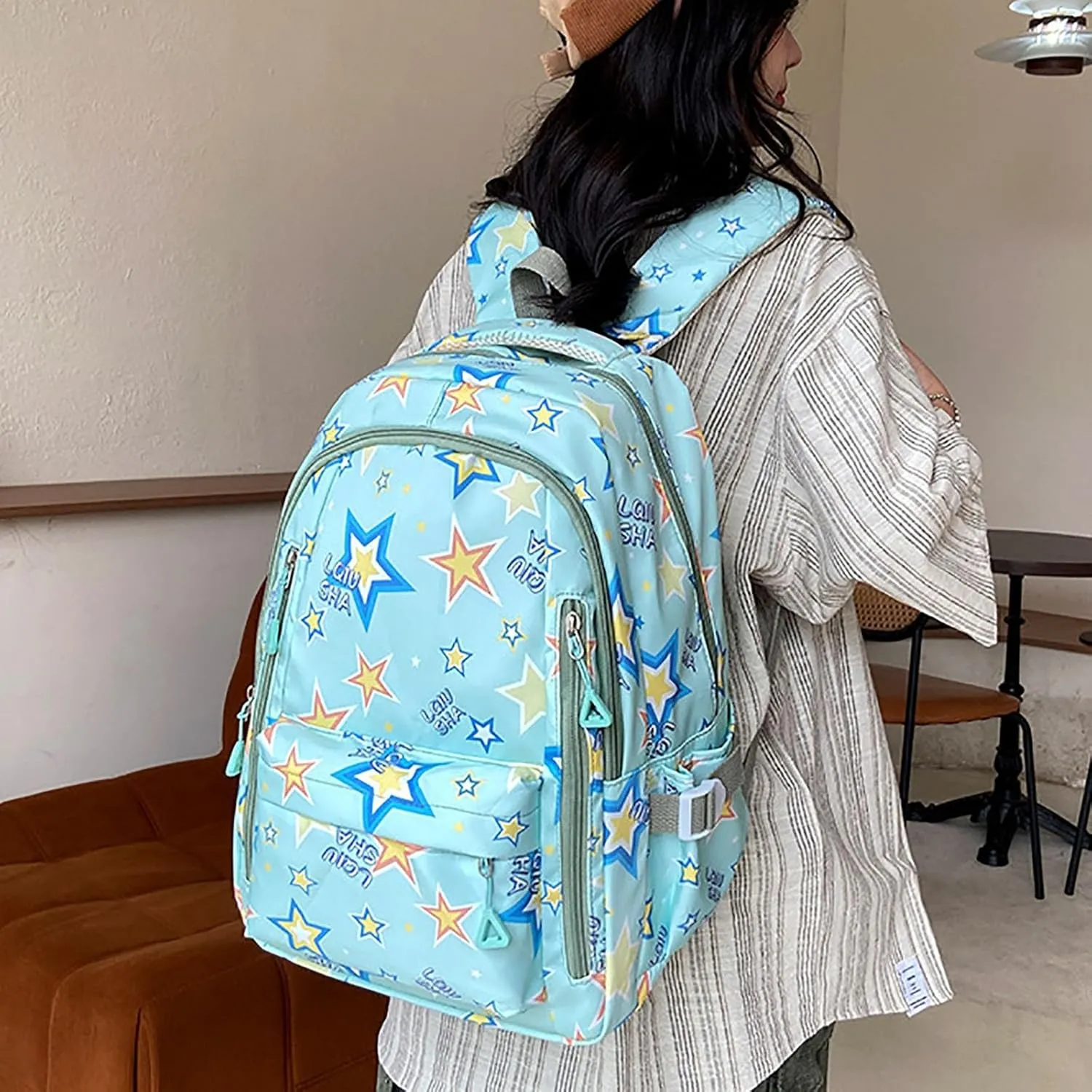Ladies Multipurpose Design Handbag Retro Large Capacity Solid Soft Fashion Backpacks Womens Purses Medium Size(Light Green)