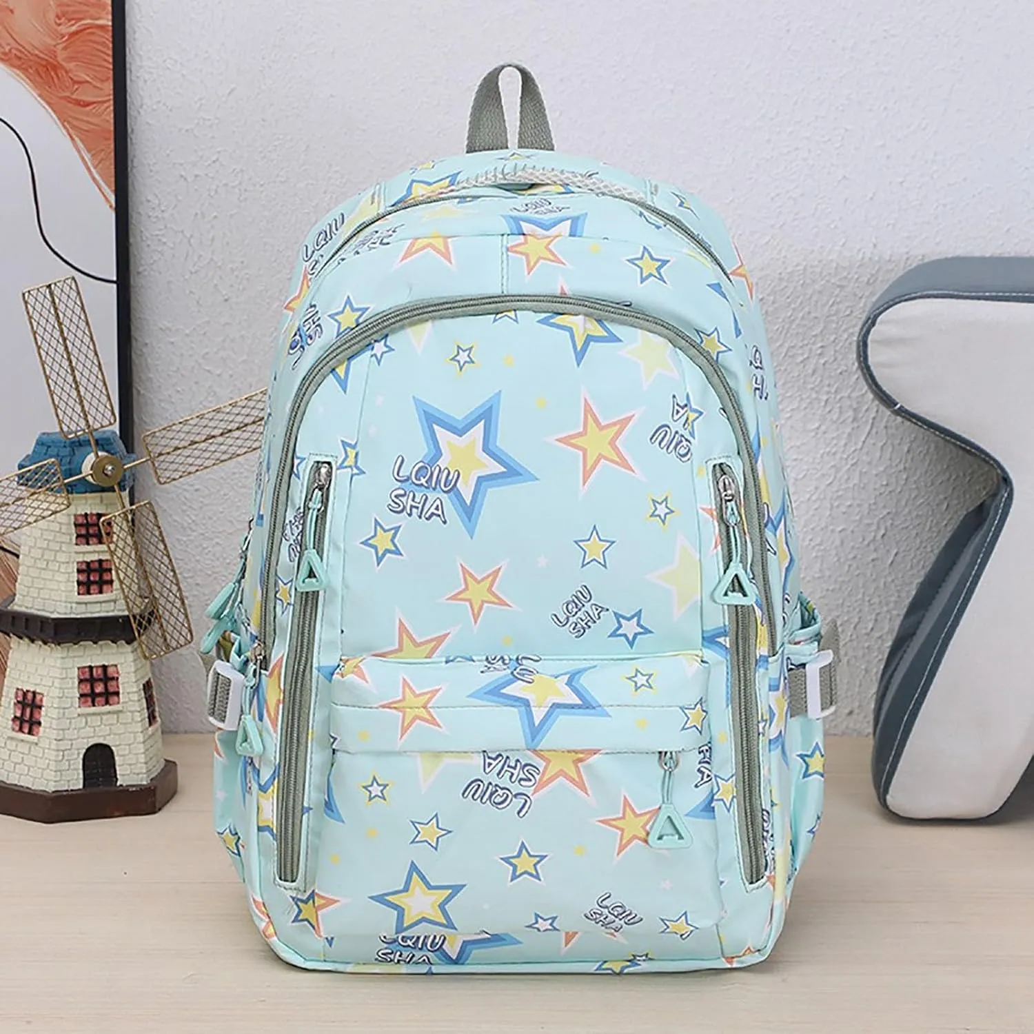 Ladies Multipurpose Design Handbag Retro Large Capacity Solid Soft Fashion Backpacks Womens Purses Medium Size(Light Green)