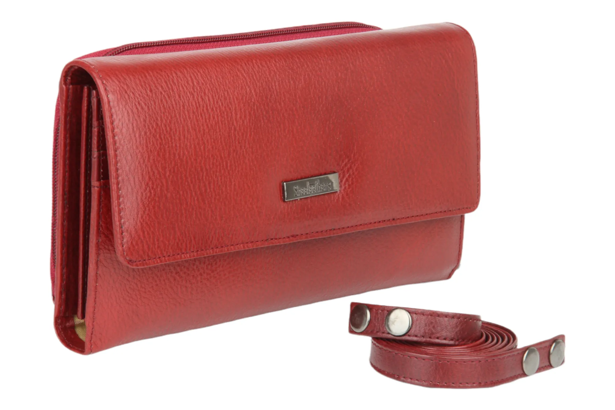 Ladies Premium leather clutch with detachable sling strap 54505 (MAROON)