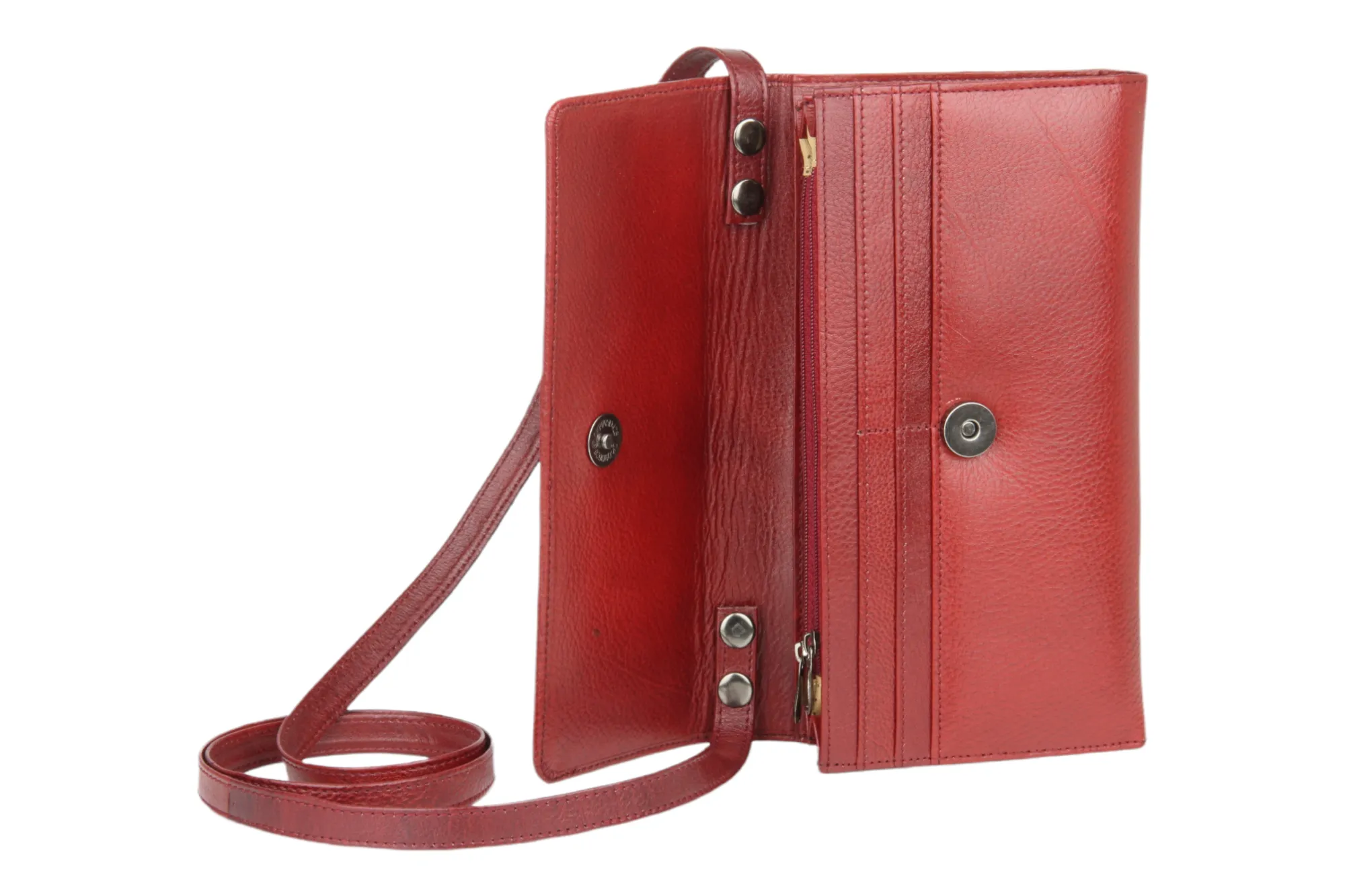 Ladies Premium leather clutch with detachable sling strap 54505 (MAROON)