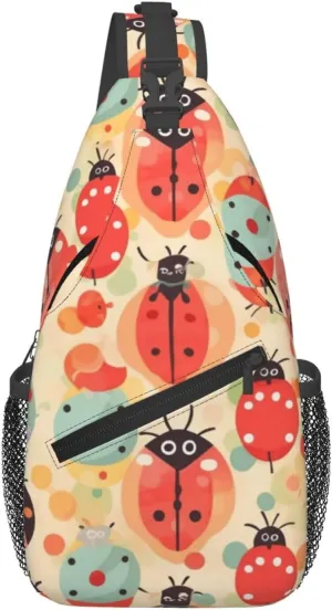 Ladybugs Cartoon Pattern Sling Backpack Cross Chest Bag Travel Crossbody Bags for Men Women Fashion Daypack