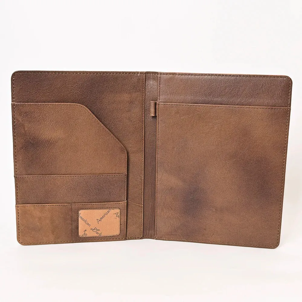 Lancaster Brown Hand Tooled Leather Portfolio