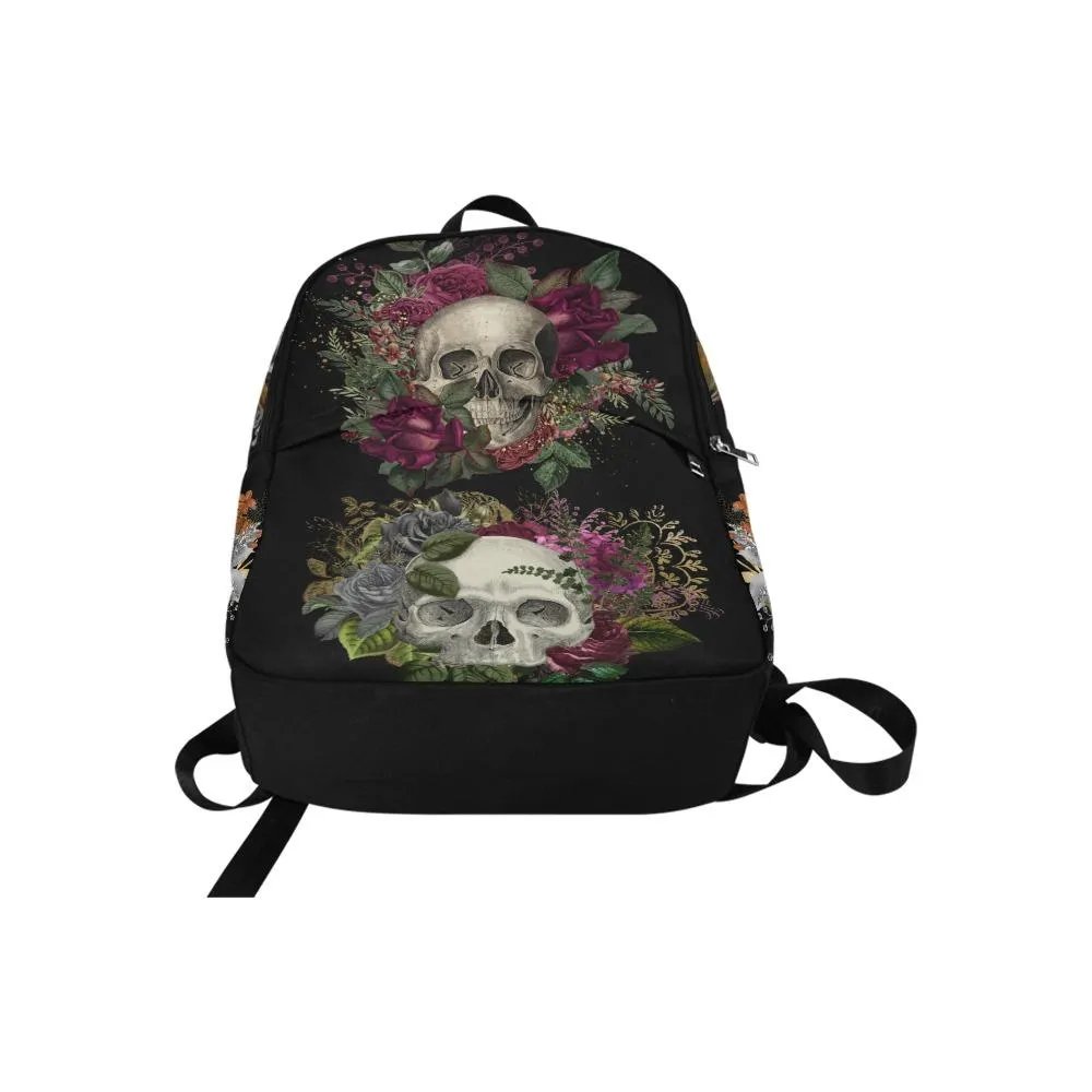 Laptop Backpack (Nylon) - Floral Skulls #1