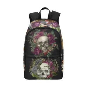 Laptop Backpack (Nylon) - Floral Skulls #1