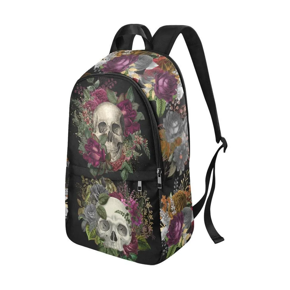 Laptop Backpack (Nylon) - Floral Skulls #1