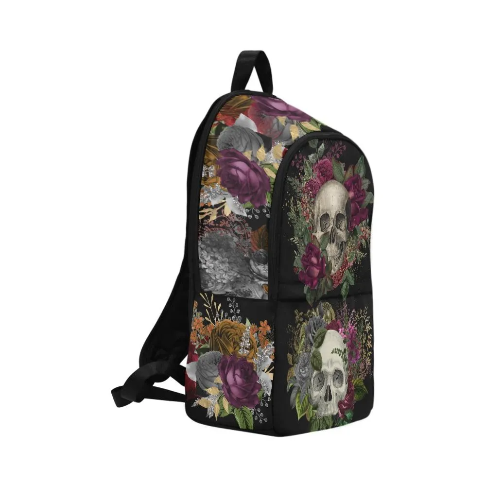 Laptop Backpack (Nylon) - Floral Skulls #1