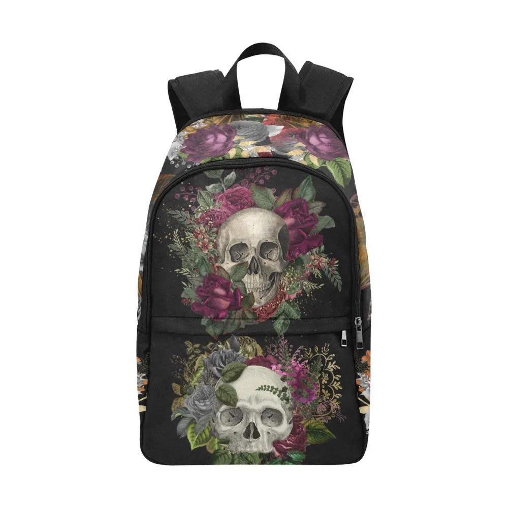 Laptop Backpack (Nylon) - Floral Skulls #1