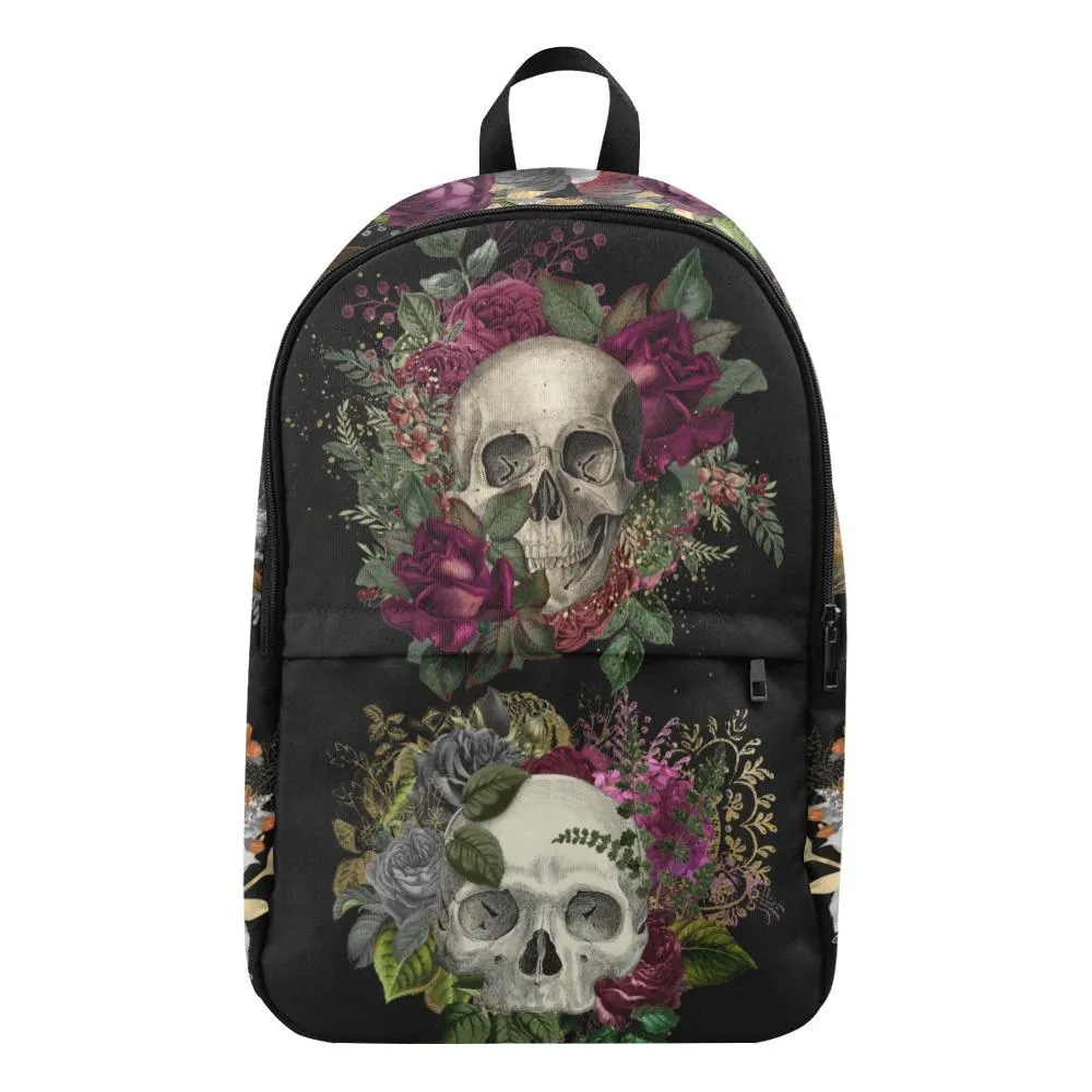 Laptop Backpack (Nylon) - Floral Skulls #1