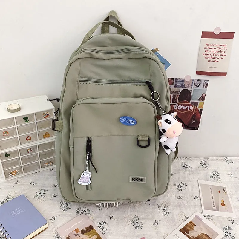 Large Capacity Waterproof Nylon Women Backpack Solid Color School A4 Book Backpacks for Teenage Girls Female Laptop Backpacks