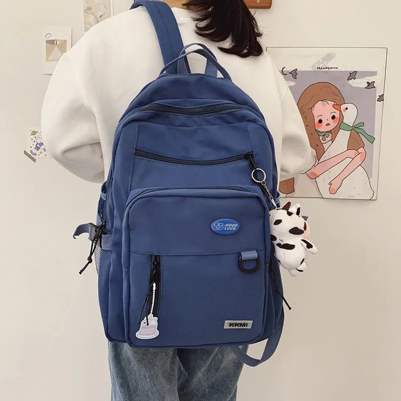 Large Capacity Waterproof Nylon Women Backpack Solid Color School A4 Book Backpacks for Teenage Girls Female Laptop Backpacks