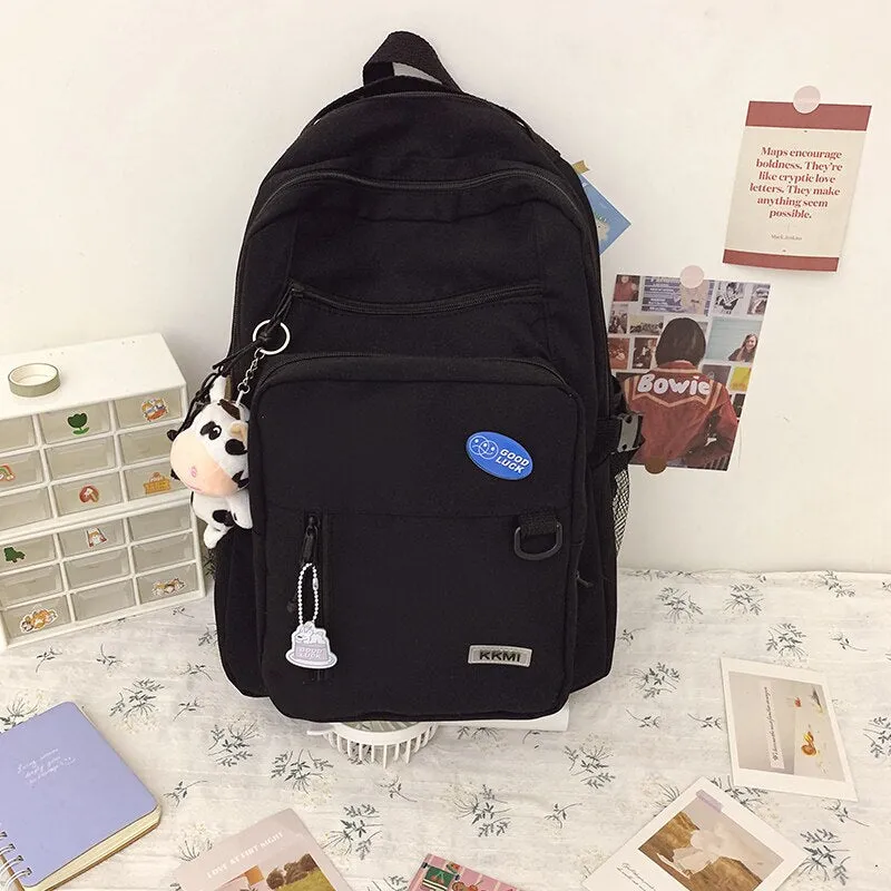 Large Capacity Waterproof Nylon Women Backpack Solid Color School A4 Book Backpacks for Teenage Girls Female Laptop Backpacks