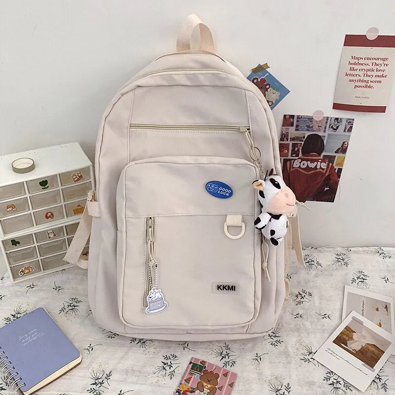 Large Capacity Waterproof Nylon Women Backpack Solid Color School A4 Book Backpacks for Teenage Girls Female Laptop Backpacks