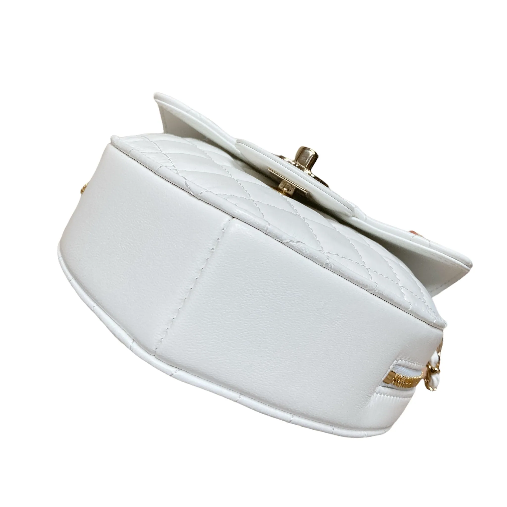 Large Heart Bag Lambskin White GHW