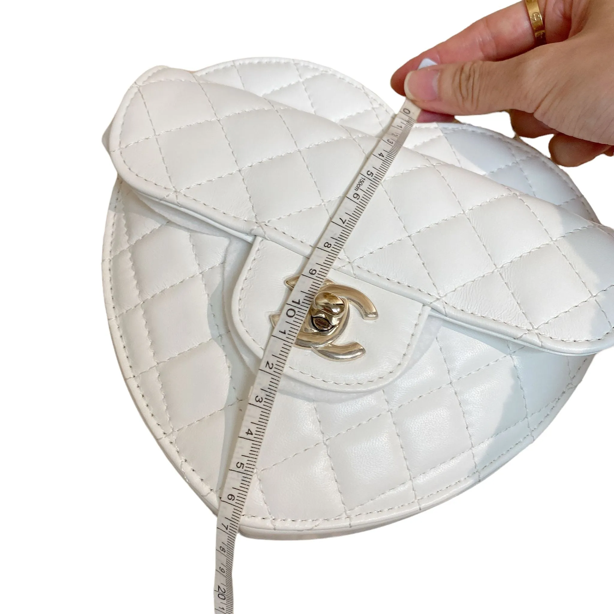 Large Heart Bag Lambskin White GHW