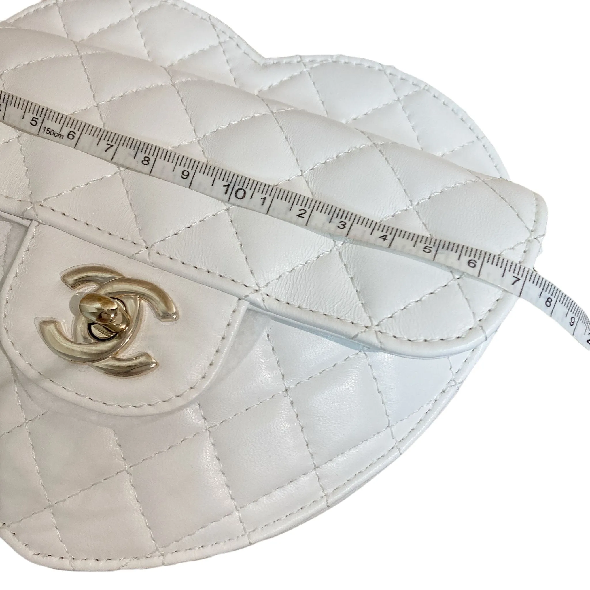 Large Heart Bag Lambskin White GHW