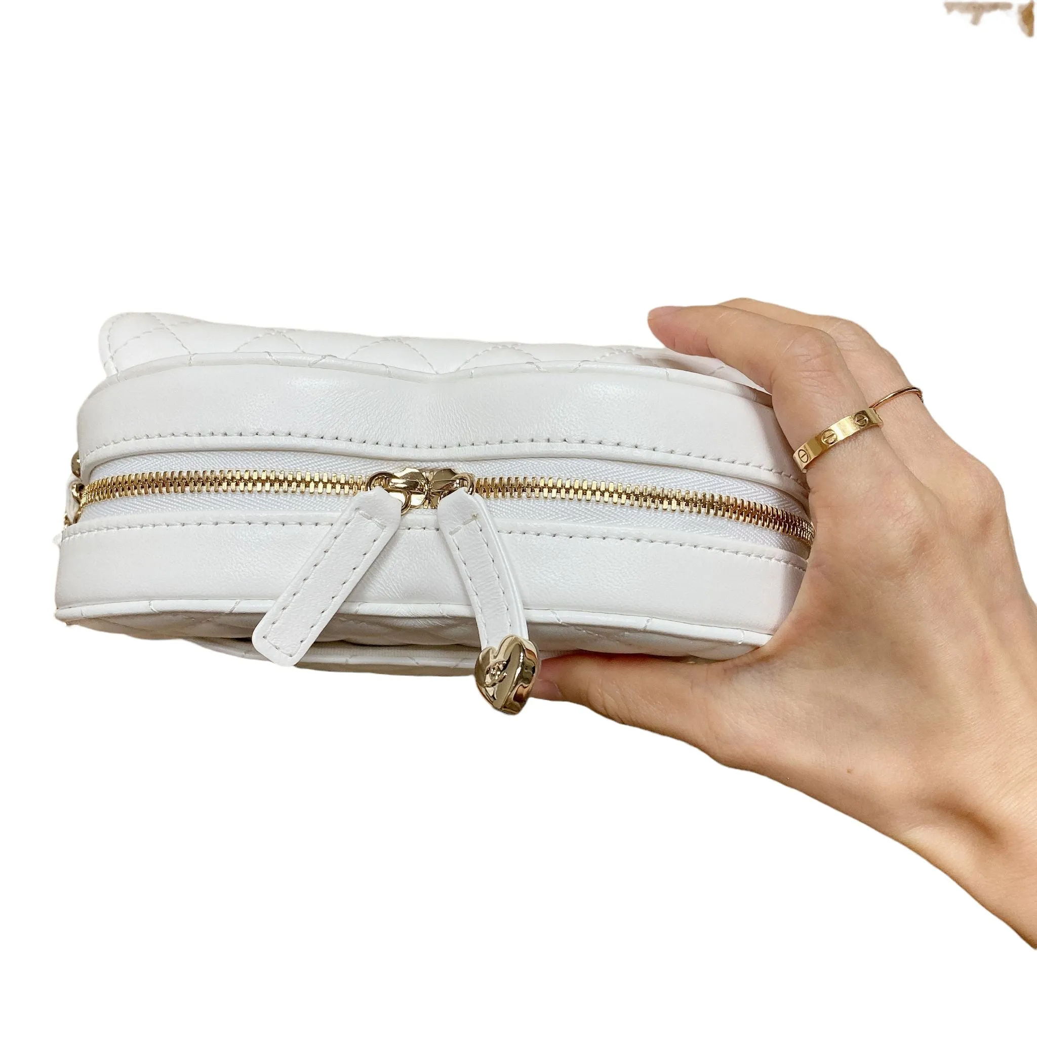 Large Heart Bag Lambskin White GHW
