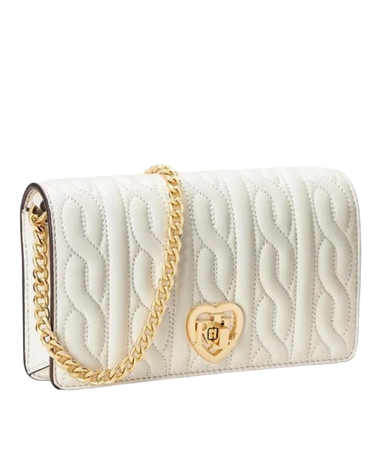 Lauren Ralph Lauren Quilted Leather Turn-Lock Mini Crossbody Vanilla