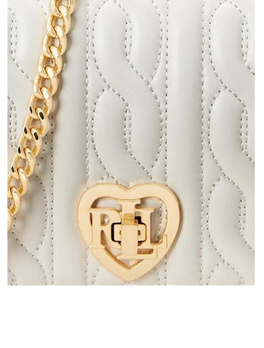 Lauren Ralph Lauren Quilted Leather Turn-Lock Mini Crossbody Vanilla