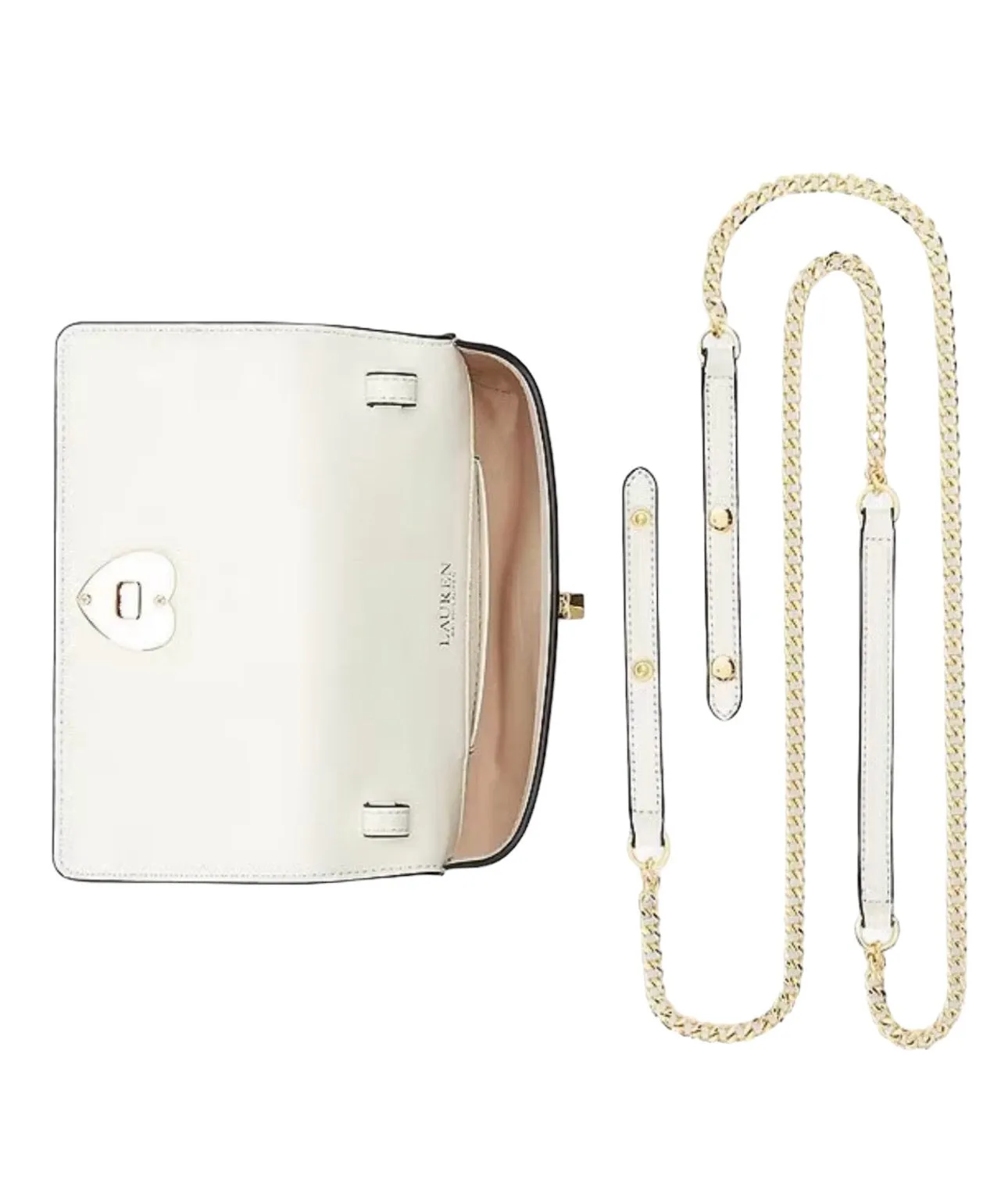 Lauren Ralph Lauren Quilted Leather Turn-Lock Mini Crossbody Vanilla