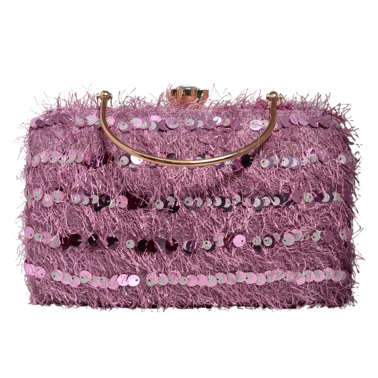 Lavender Sequins Fabric Party Clutch