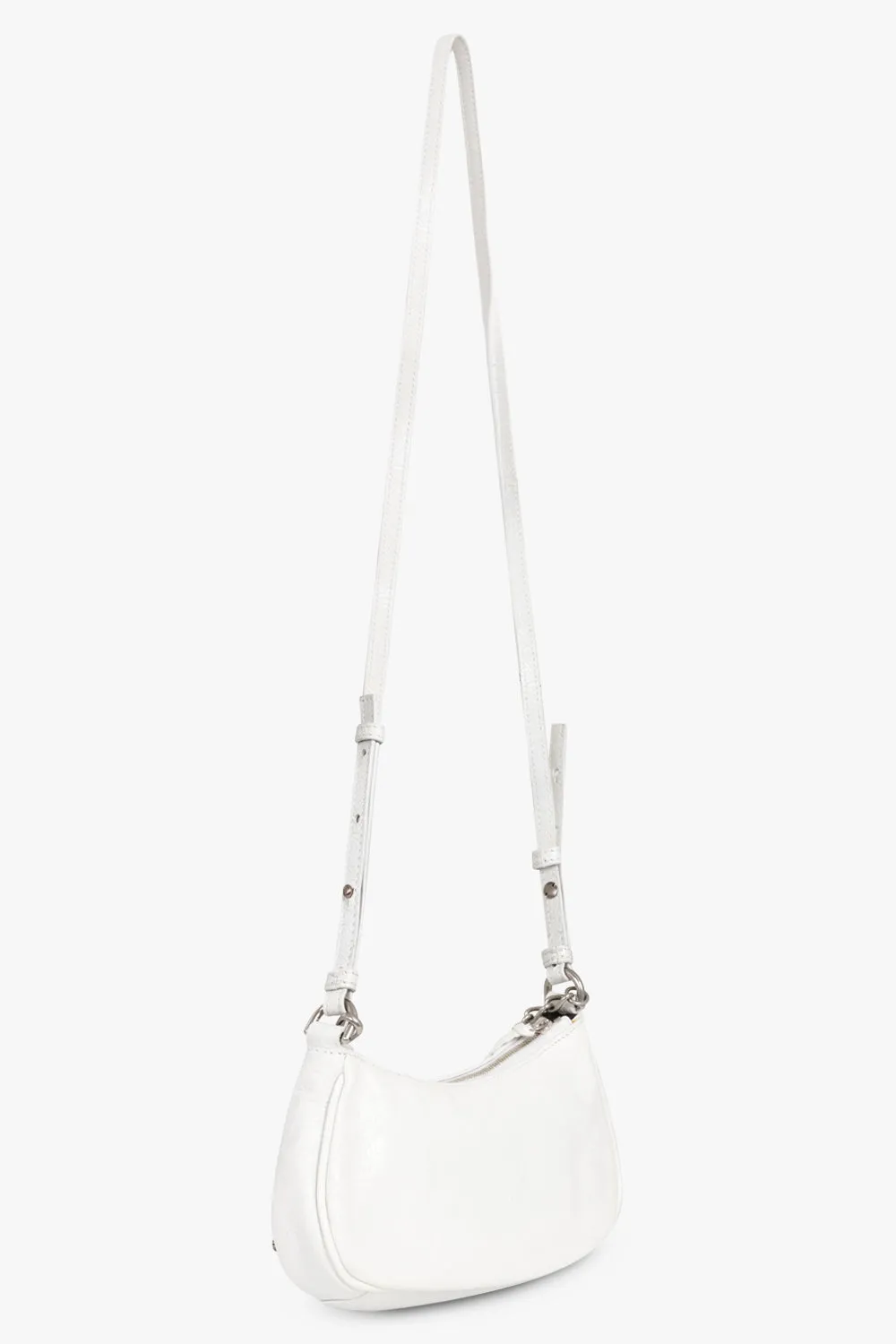 LE CAGOLE MINI BAG CROC EMBOSSED | WHITE/SILVER