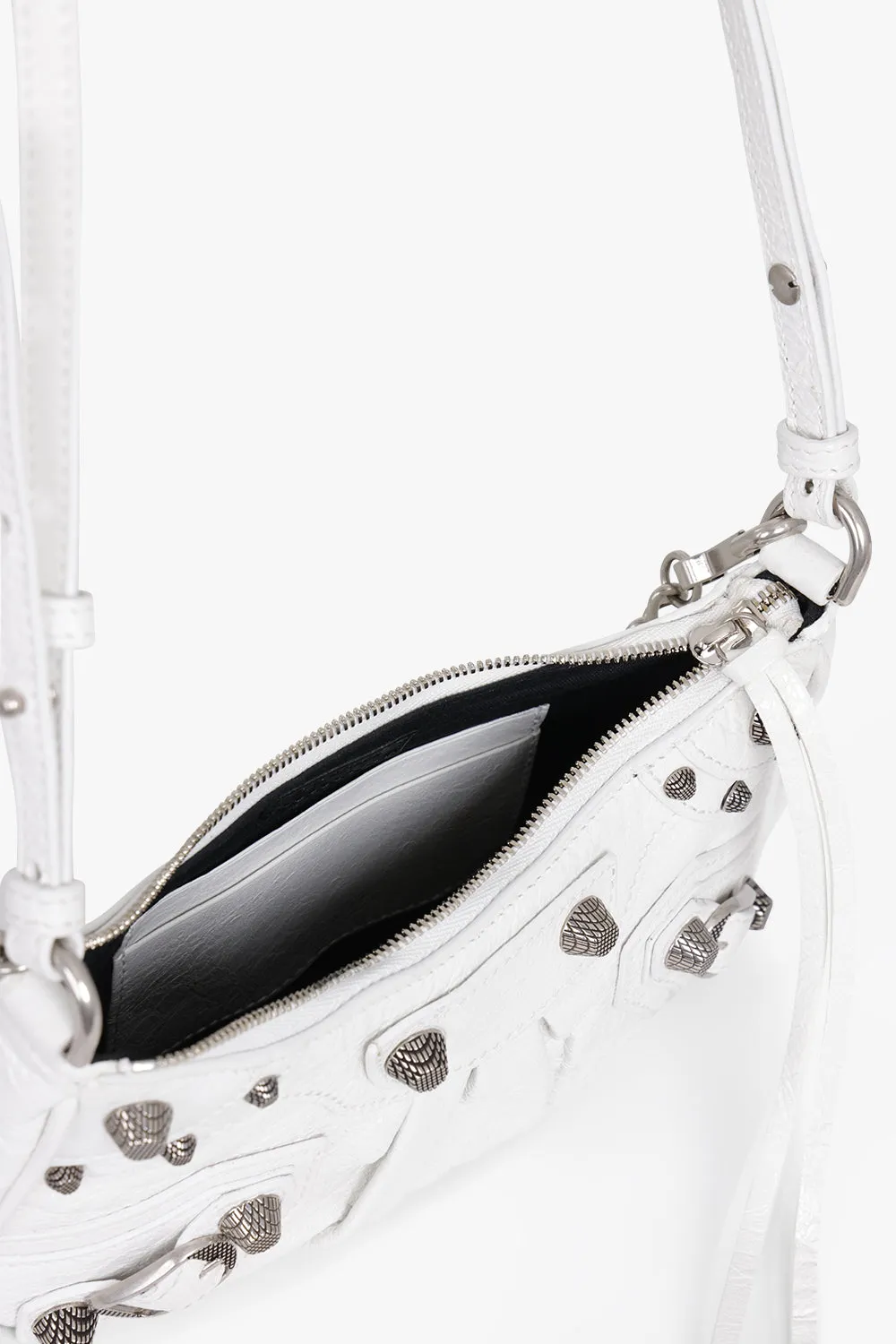 LE CAGOLE MINI BAG CROC EMBOSSED | WHITE/SILVER