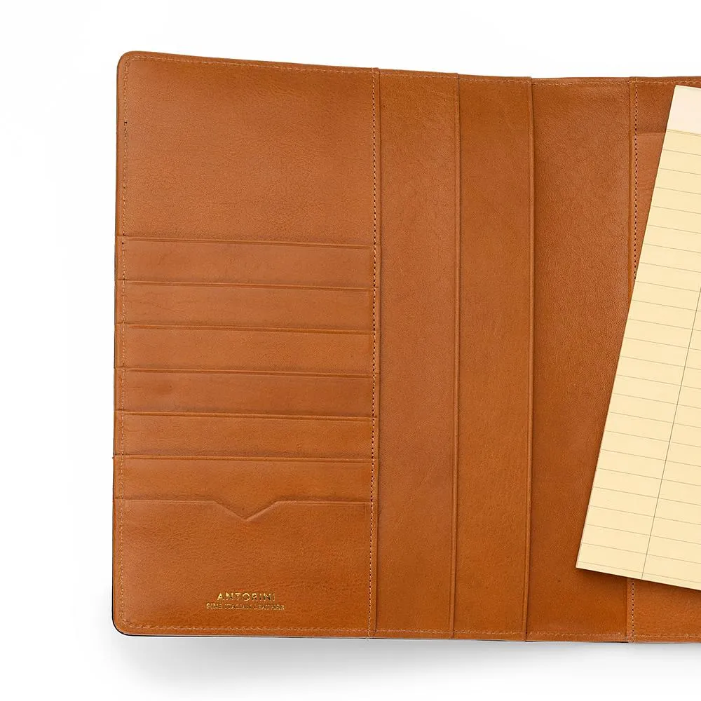 Leather A5 Portfolio in Red and Cognac with Notepad